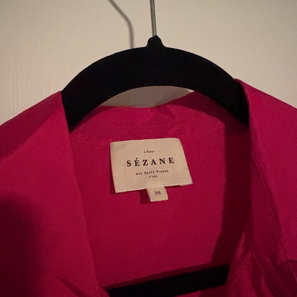 Sezane Maxence Hot Pink Silk Shirt - Picture 4 of 5